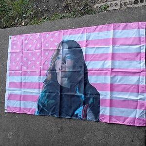 2/$20 Billie Ellish Pink Flag Tapestry NWT